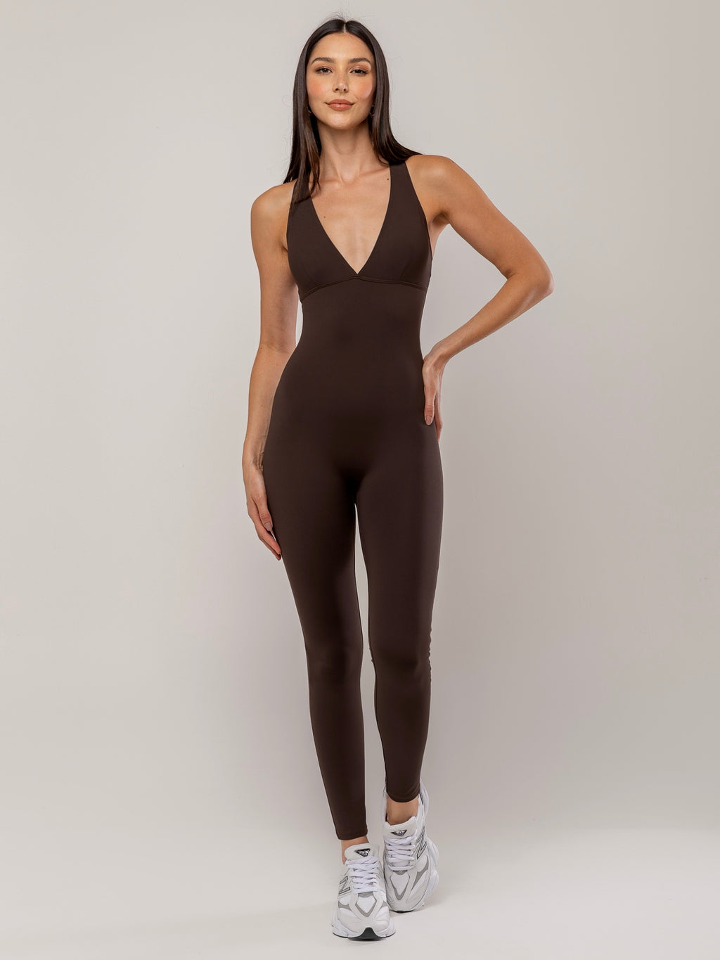 Macacão Anne- Marrom Tecido Dark Premium