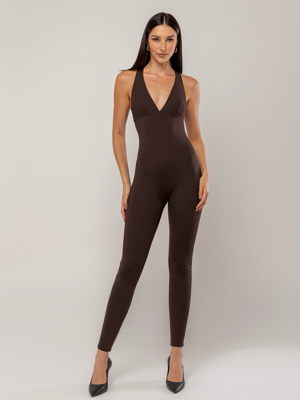 Macacão Anne- Marrom Tecido Dark Premium