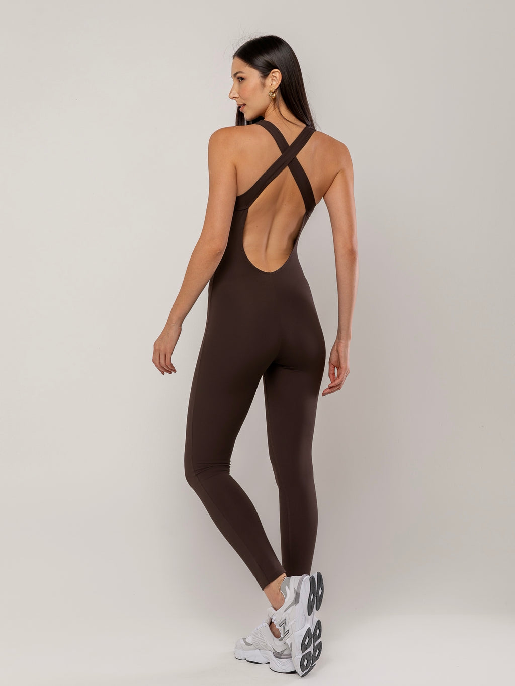 Macacão Anne- Marrom Tecido Dark Premium